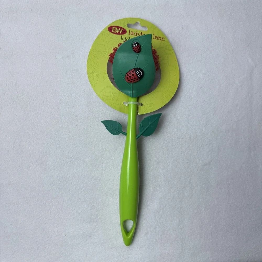 Boston Warehouse Ladybug Lane Kitchen Dish Brush 44380 Green Leaf 2011 Cute